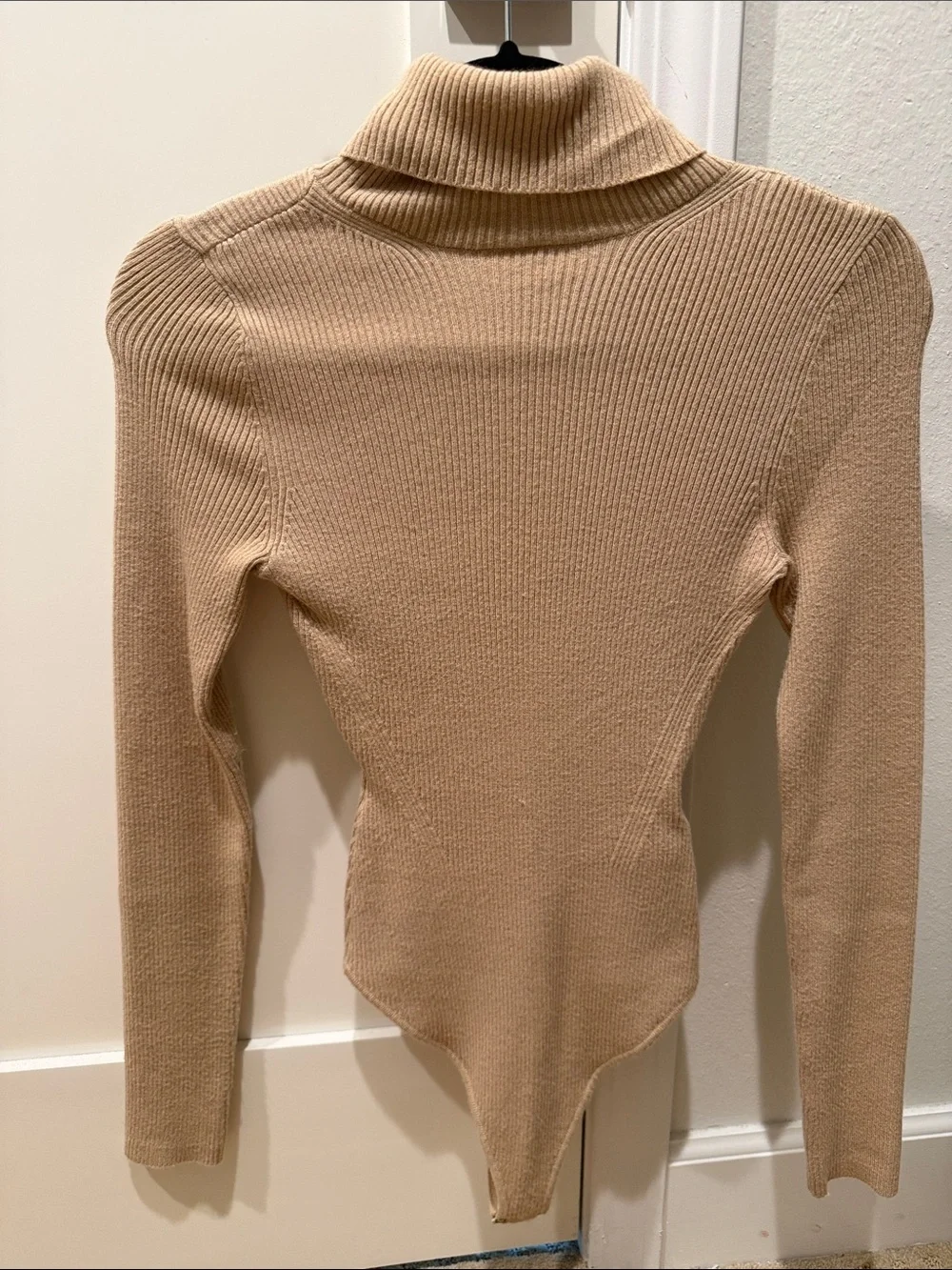 Abercrombie and fitch Beige Turtleneck Ribbed Sweater Bodysuit